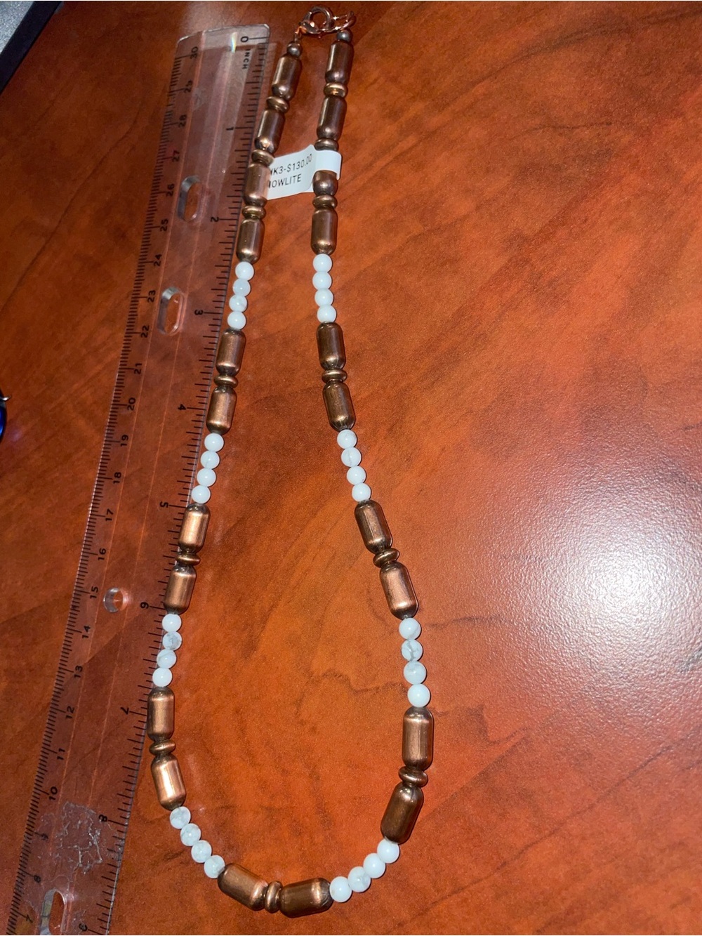 White Howlite and Copper Bead Necklace